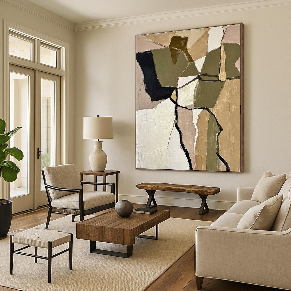 Earth - Toned Geometric Abstract for Rustic Living Room & Art - Loving Study STSC844