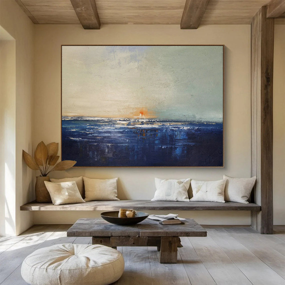 Serene Sea View Abstract Artwork for Crafting a Peaceful Coastal Bedroom Oasis DLZ3034