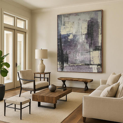 Purple - Gray Abstract Art for Chic Wine Bar Tasting Areas DLZ0188