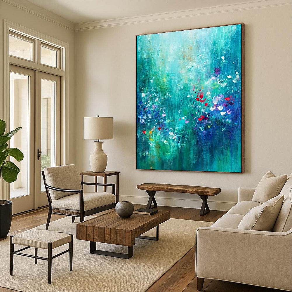 Luxe Green - Gold Dot Art for Hotel Lobby & Sophisticated Living Room STSC1021