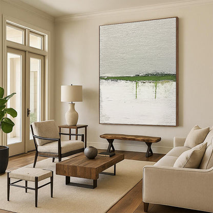 Green Drip on White Art for Minimalist Home & Contemporary Art Space STSC1094