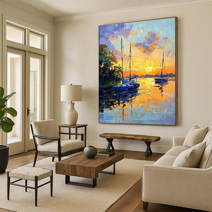 Sunset Sailboats  Art for Yacht Club Lounge & Relaxing Beach House STSC1394