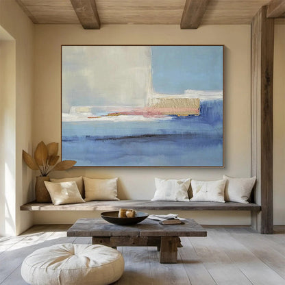 Sleek Blue - Pink Geometric Abstract Art for a Modern Hallway’s Stylish First Impression DLZ2791