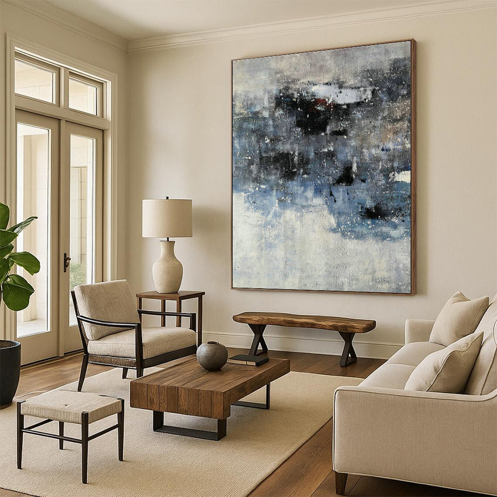 Blue - Grey Abstract Art for Living Room & Bedroom DLZ0549