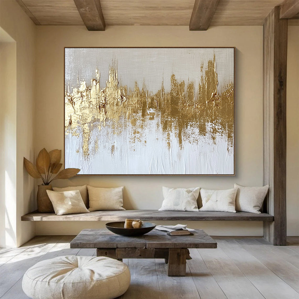 Textured Gold Skyline Art for Industrial - Chic Loft & Contemporary Art Museum SC173