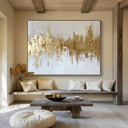 Textured Gold Skyline Art for Industrial - Chic Loft & Contemporary Art Museum SC173