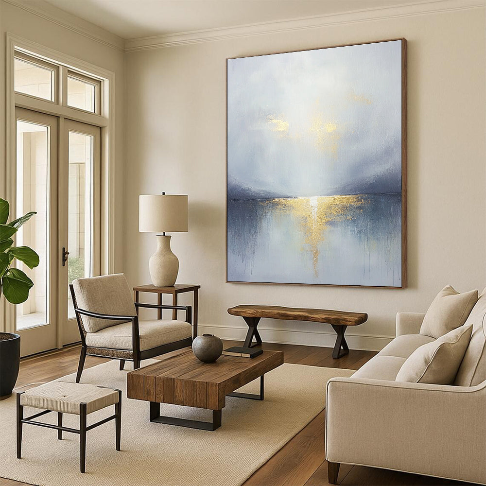 Gray - Gold Sea Reflection for Coastal Home & Elegant Spa Retreat STSC289