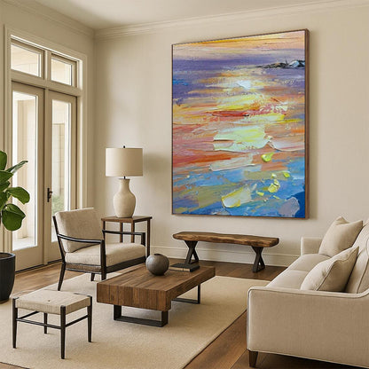 Sunset Thick - Paint Art for Beachfront Bar & Vacation Home Living Room DLZ1047