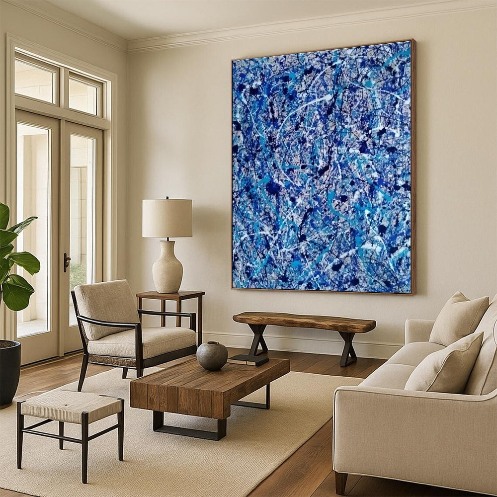 Blue - Splattered Abstract Art for Creative Studio & Bohemian - Style Home DLZ1773
