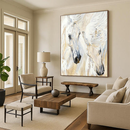 White Horses Grace Art for Equestrian Club & Luxury Home DLZ2341