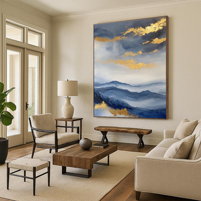 Golden Cloud Mountainscape for Luxury Home Decor & Asian - Inspired Spa STSC279