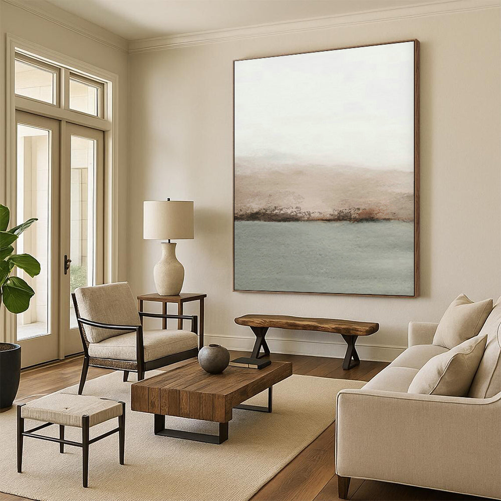 Minimalist Waterfront Art for Coastal - Inspired Café & Nature Lover’s Bedroom DLZ0725