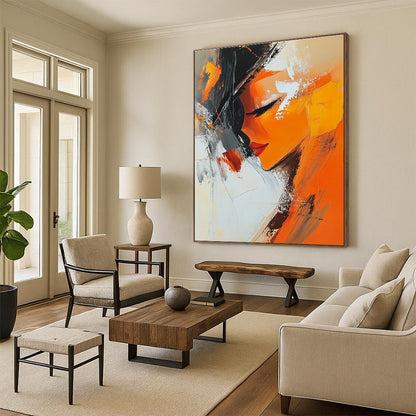 Abstract Woman's Profile in Warm Tones for Bohemian Bedroom & Art - Inspired Salon STSC151