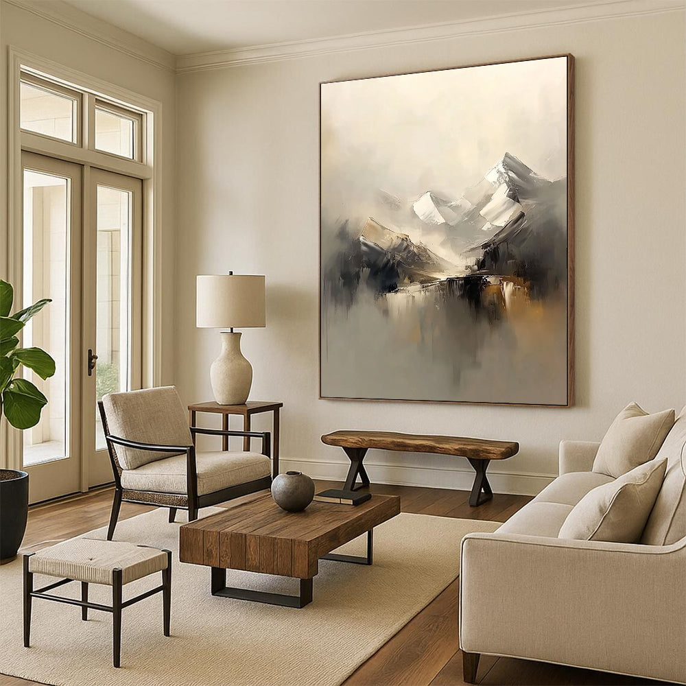 Monochromatic Mountain Art for Living Room & Gallery STSC699