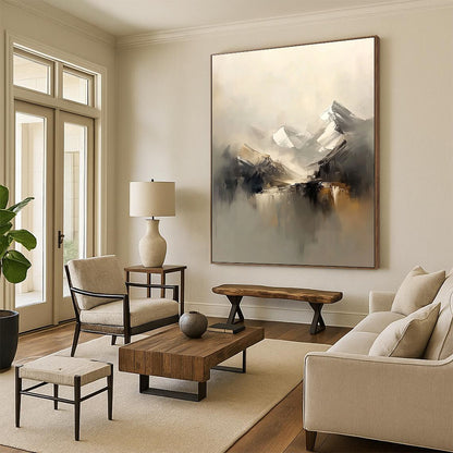 Monochromatic Mountain Art for Living Room & Gallery STSC699