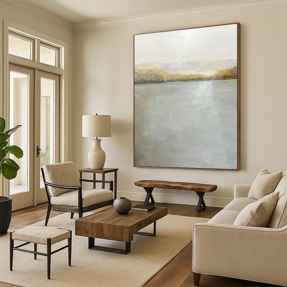 Serene Lake View Art for Lakeside Retreat Lobby & Minimalist Bedroom DLZ2211