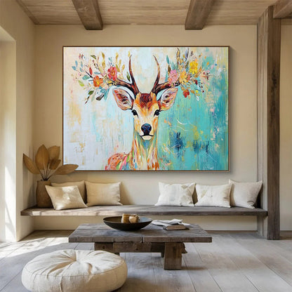 Flower - Crown Deer Art for Bohemian - Style Bedroom Retreats DLZ3187