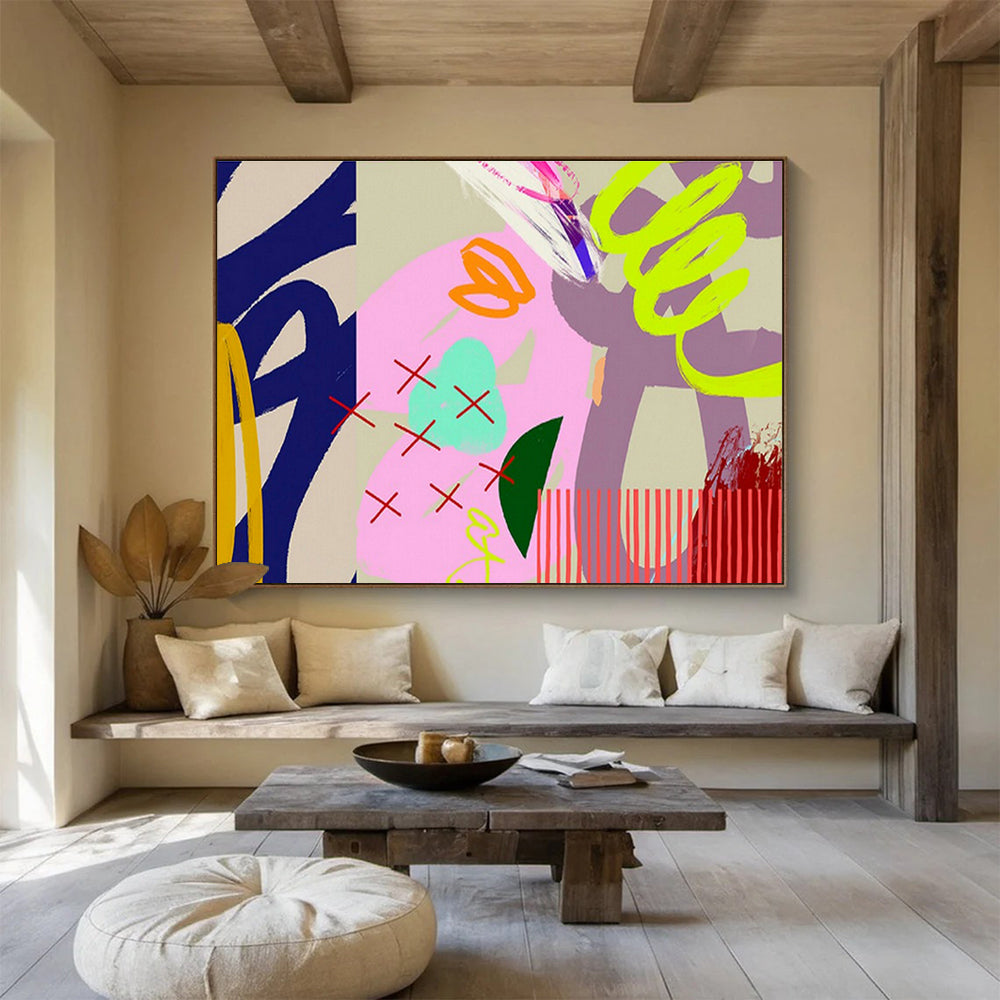 Colorful Graffiti - Style Abstract Art for Urban Café Exteriors DLZ2584