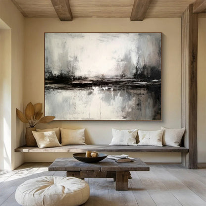 Black - White - Grey Landscape Abstract Art for Modern Office DLZ2726