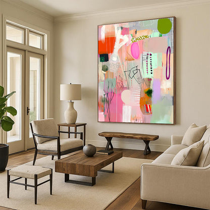 Colorful Abstract Collage for Bohemian Home Living Room & Art Gallery Café STSC1040