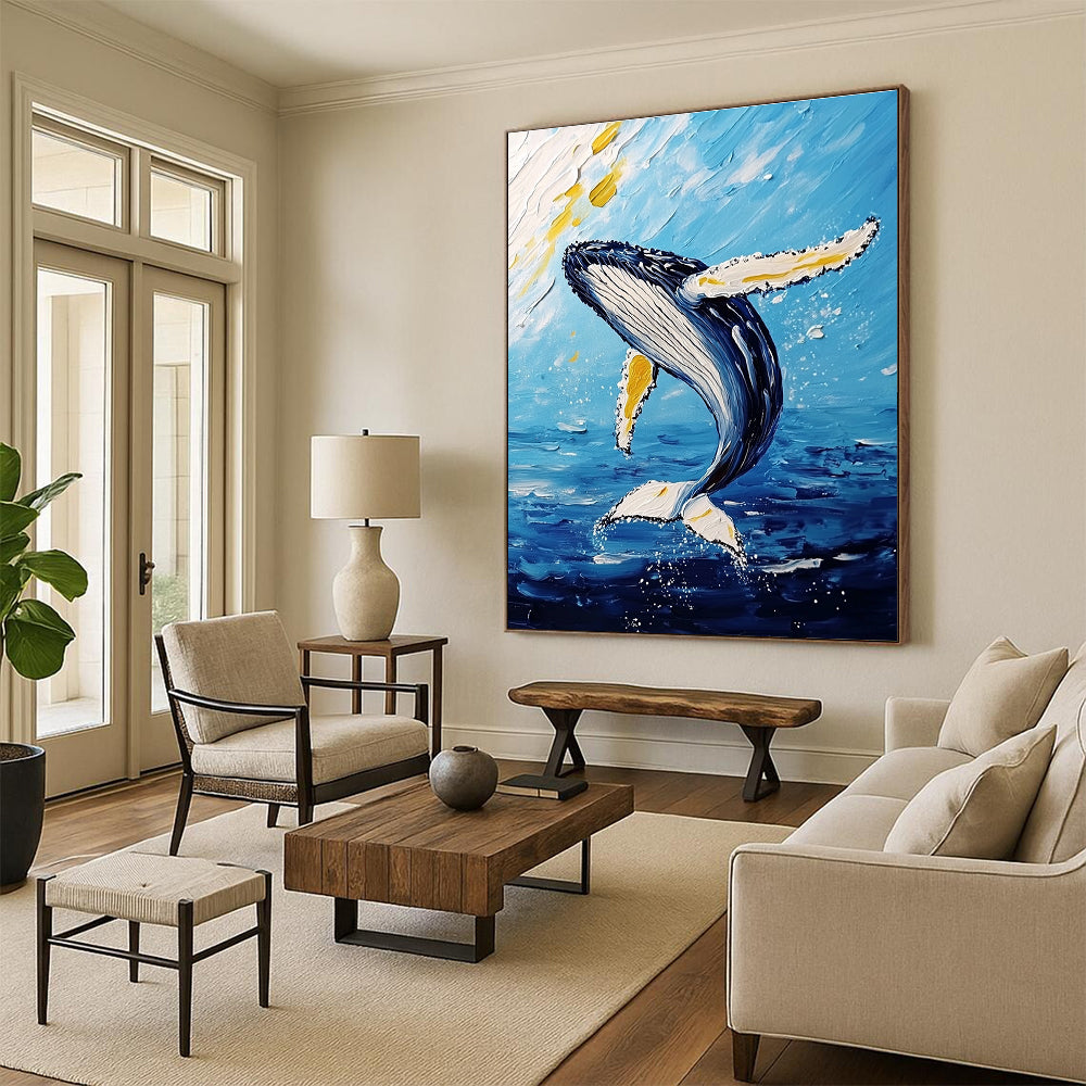 Whale Leap for Coastal Living Room & Nautical - Themed Café STSC1231