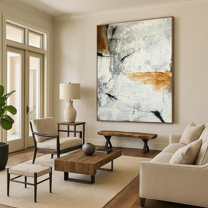 Gray - Orange Abstract Art for Industrial Loft & Contemporary Art Show DLZ2138