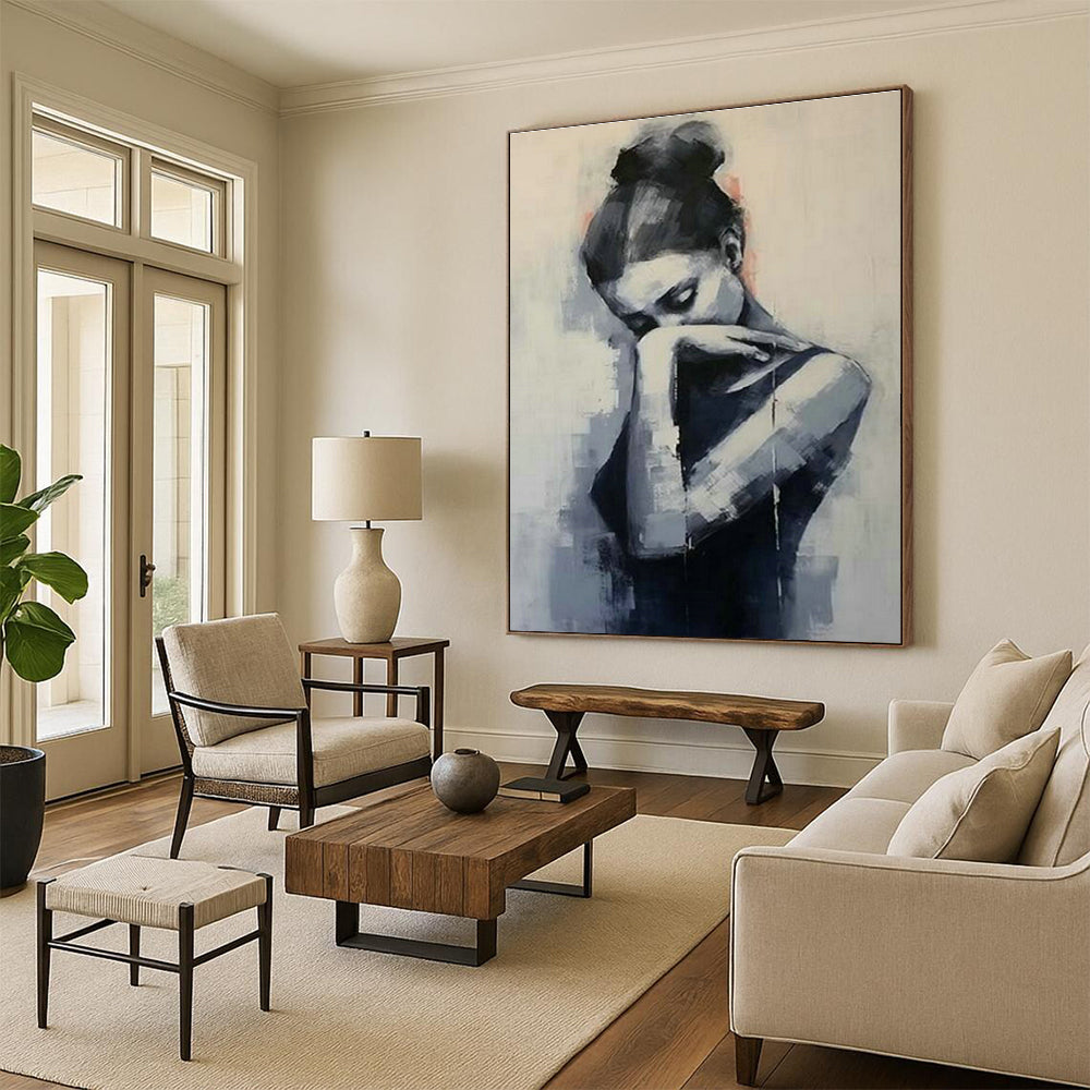 Monochrome Woman Painting for Bedroom & Office DLZ0361