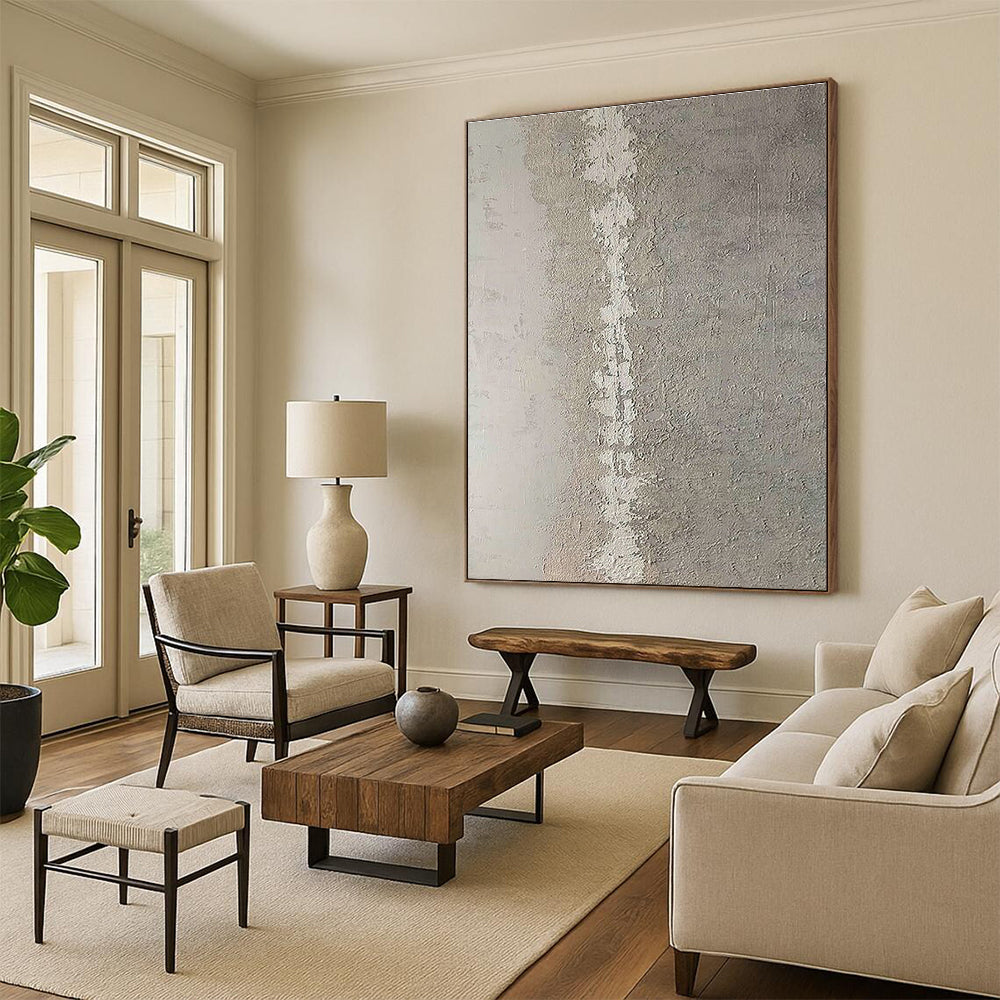 Gray - White Textured Art for Art Gallery Corridor & Minimalist Bedroom DLZ1884