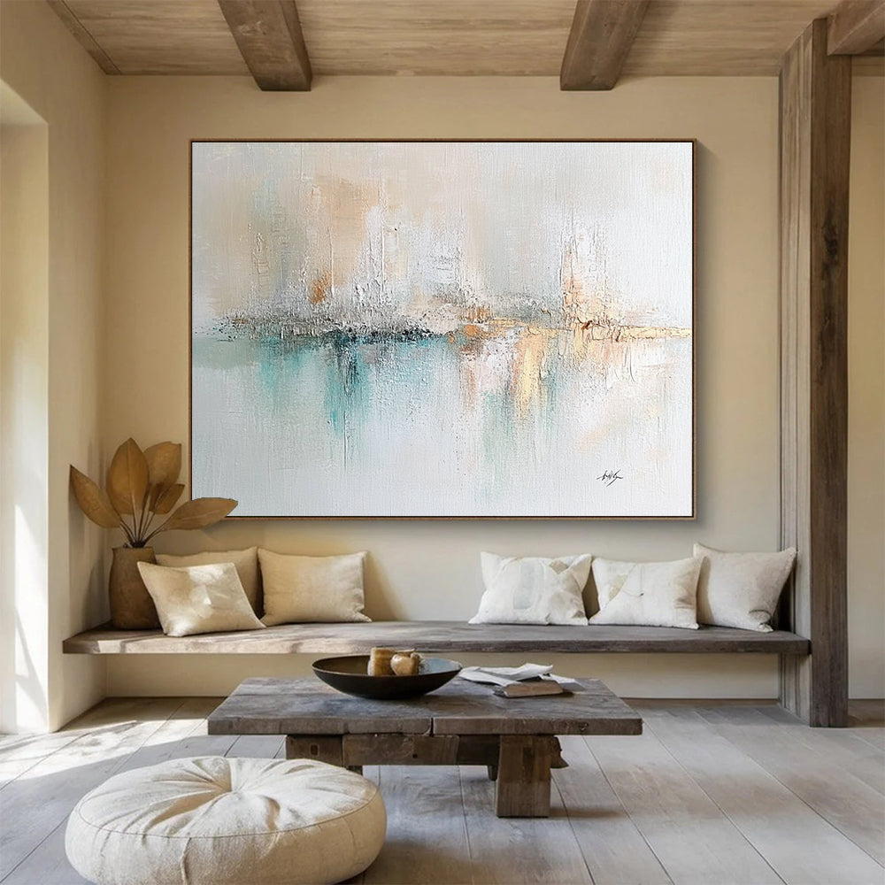 Light - Toned Abstract Landscape Art for Coastal Home Office & Serene Meditation Space SC208