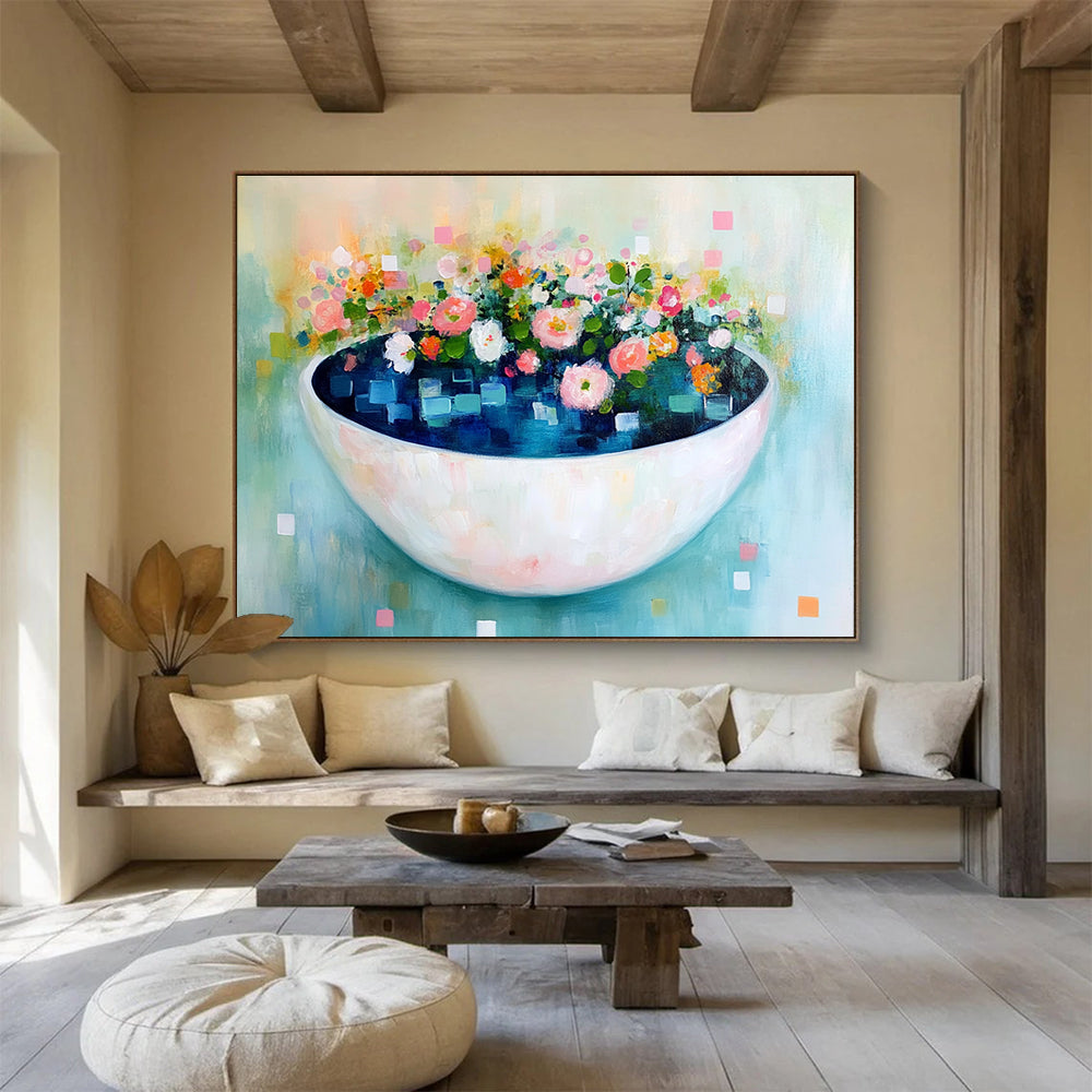 Floral Bowl Abstract Art for Charming Kitchen & Feminine Boutique SC343