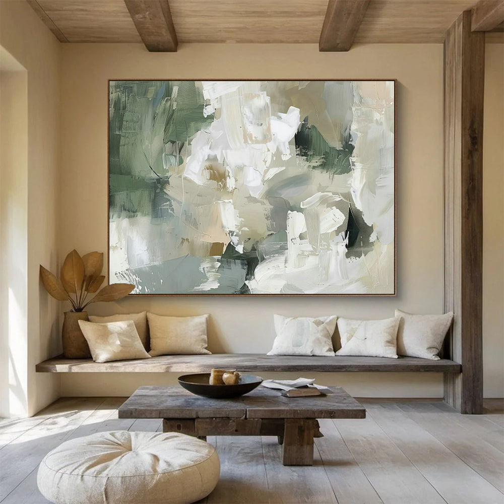 Green - Gray - White Abstract Art for Nature - Inspired Studies DLZ2429