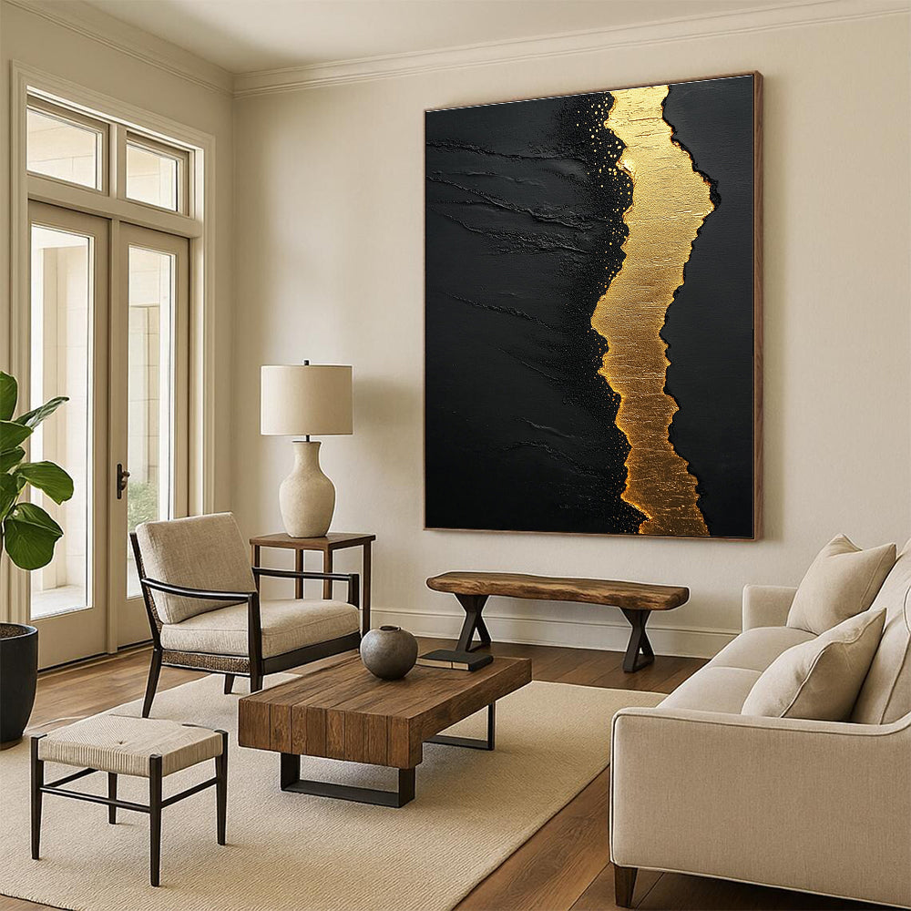 Black and Gold Abstract for Luxury Hotel Lobby & Sophisticated Home Office STSC304