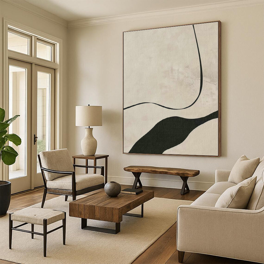 Black Curved Line Abstract Art for Bedroom & Living Room DLZ0407