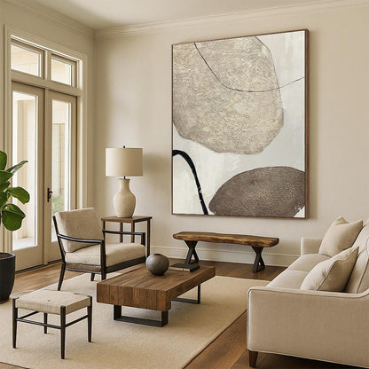 Brown - Stone Linear Abstract Art for Nature - Inspired Home & Outdoor - Themed Café DLZ1328