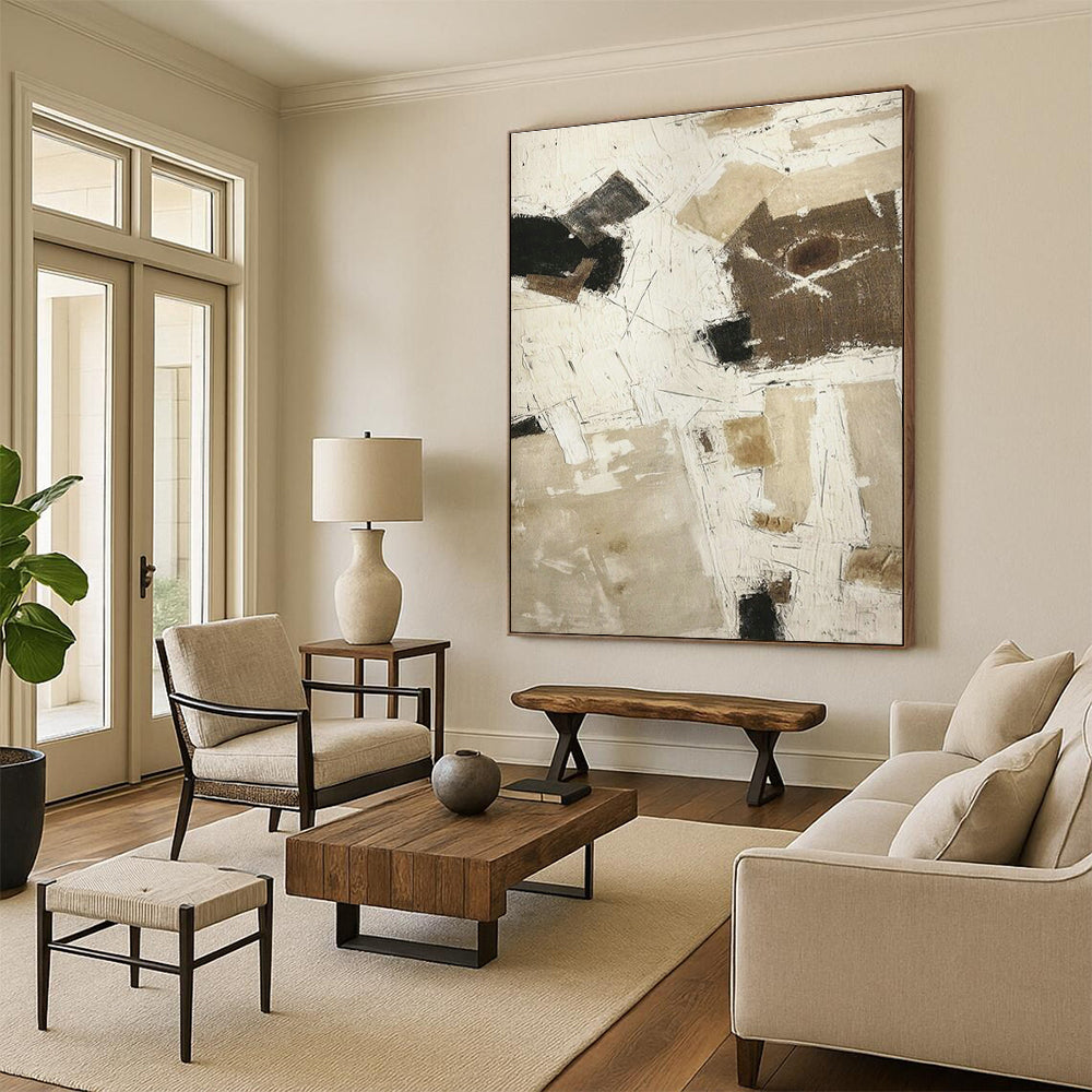 Black - White - Brown Abstract Art for Modern Art Gallery & Creative Studio DLZ1871