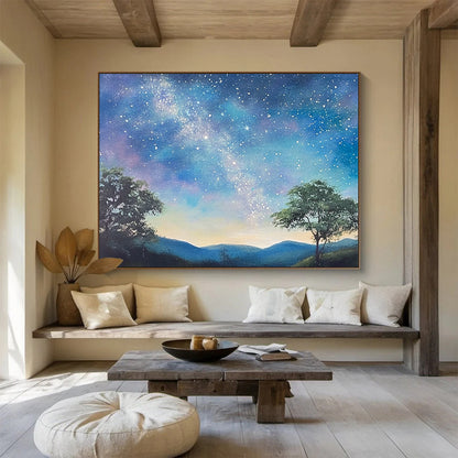 Starry Night Landscape Art for Astronomy Enthusiast’s Study & Nature - Themed Bedroom SC421