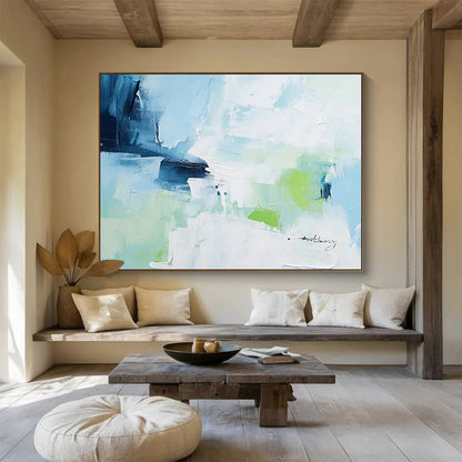 Blue - Green Abstract Art for Minimalist Home Yoga and Meditation Corners DLZ2692