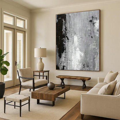 Textured Gray Abstract Art for Industrial Office & Art Gallery Corridor DLZ2058