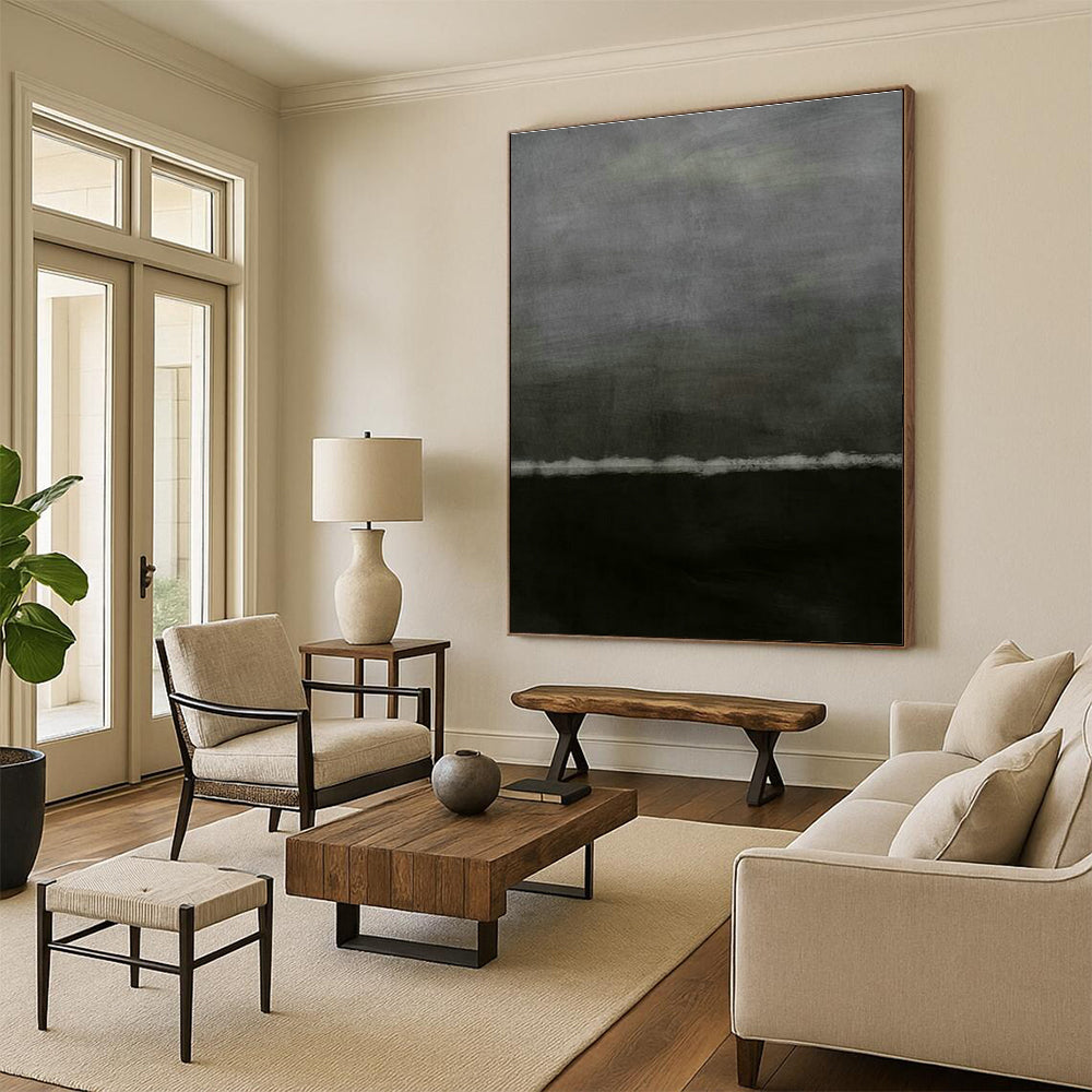 Gray and Black Minimalist Abstract Art for Bedroom & Modern Studio Apartment DLZ1209