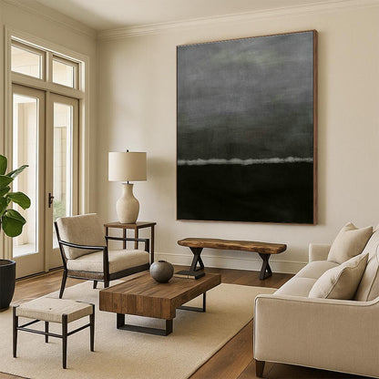 Gray and Black Minimalist Abstract Art for Bedroom & Modern Studio Apartment DLZ1209
