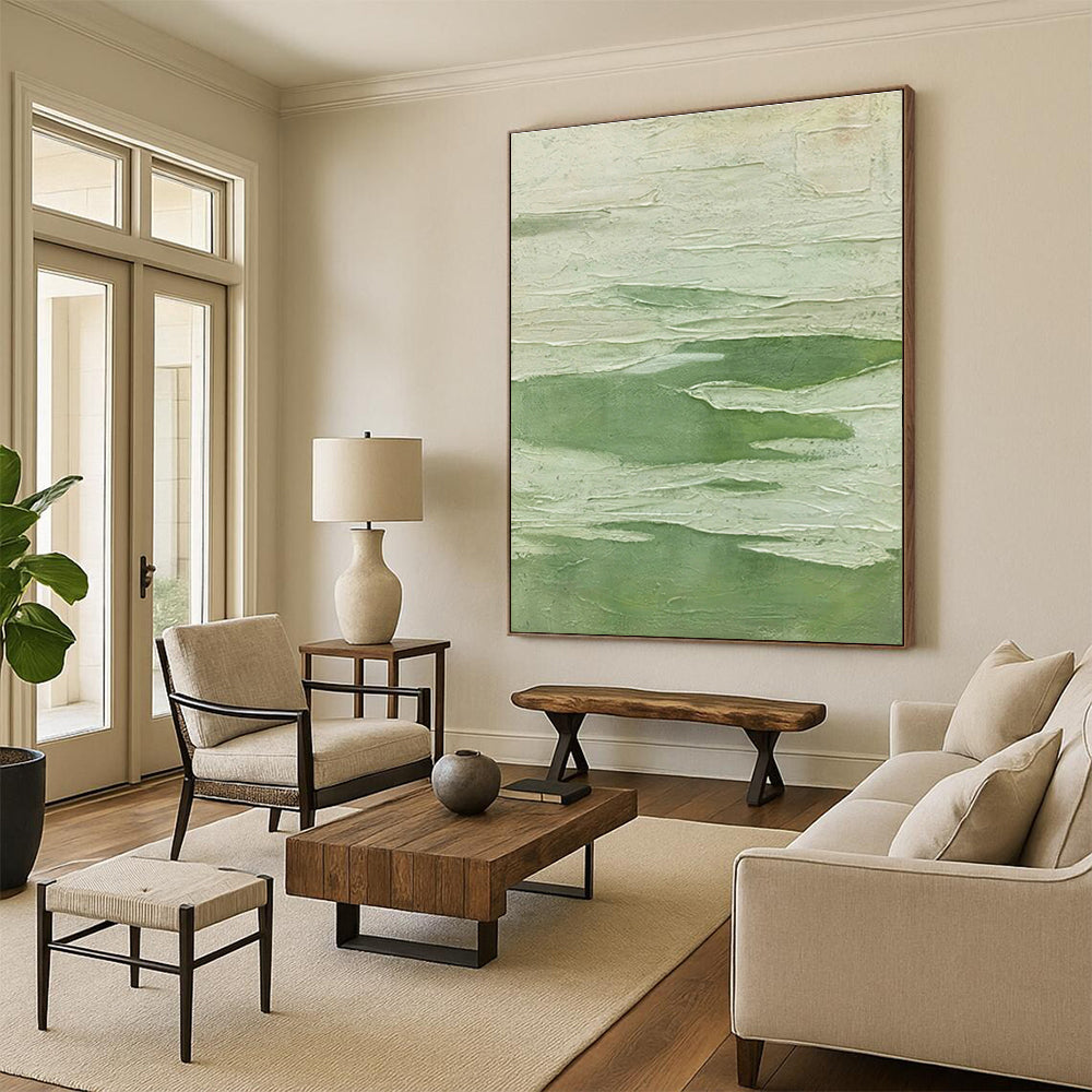 Light Green Textured Abstract Art for Eco - Friendly Home & Botanical Store DLZ1224