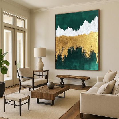 Bold Green - Gold Mountain Art for Hallway & Modern Home STSC067