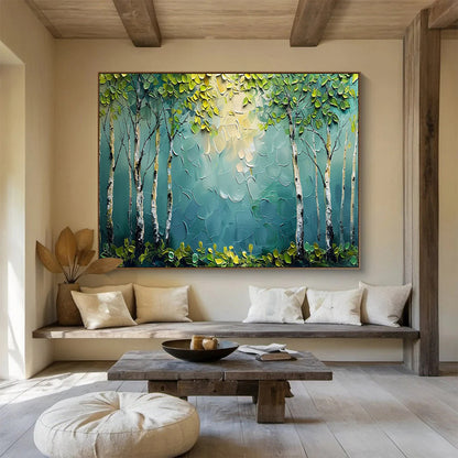 Textured Forest Birch Tree Art for Nature - Loving Home Bedroom Headboards DLZ3212