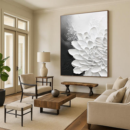 White Flower with Gray Accents for Modern Bedroom & Contemporary Living Room STSC518