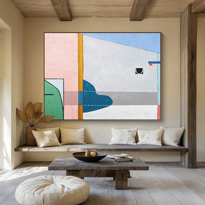 Pink - Blue Geometric Abstract Art for Girls’ Boutique DLZ2932