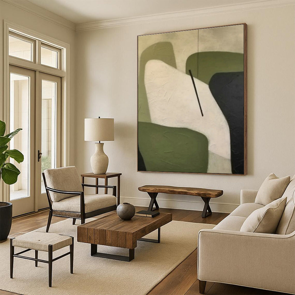 Green - White Geometric Abstract for Nordic - Style Living Room & Minimalist Office DLZ0900