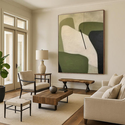 Green - White Geometric Abstract for Nordic - Style Living Room & Minimalist Office DLZ0900