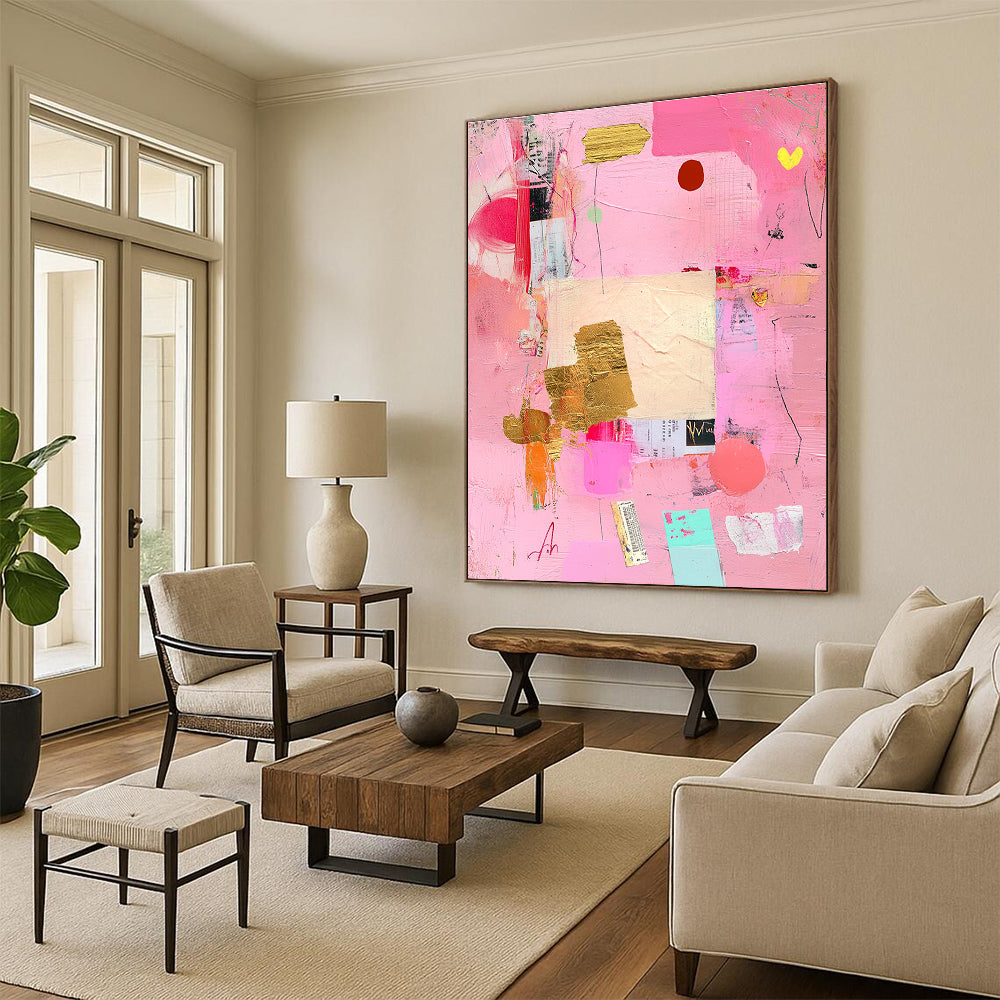 Pink Collage Abstract for Feminine - Inspired Boutique & Boho - Chic Home STSC748