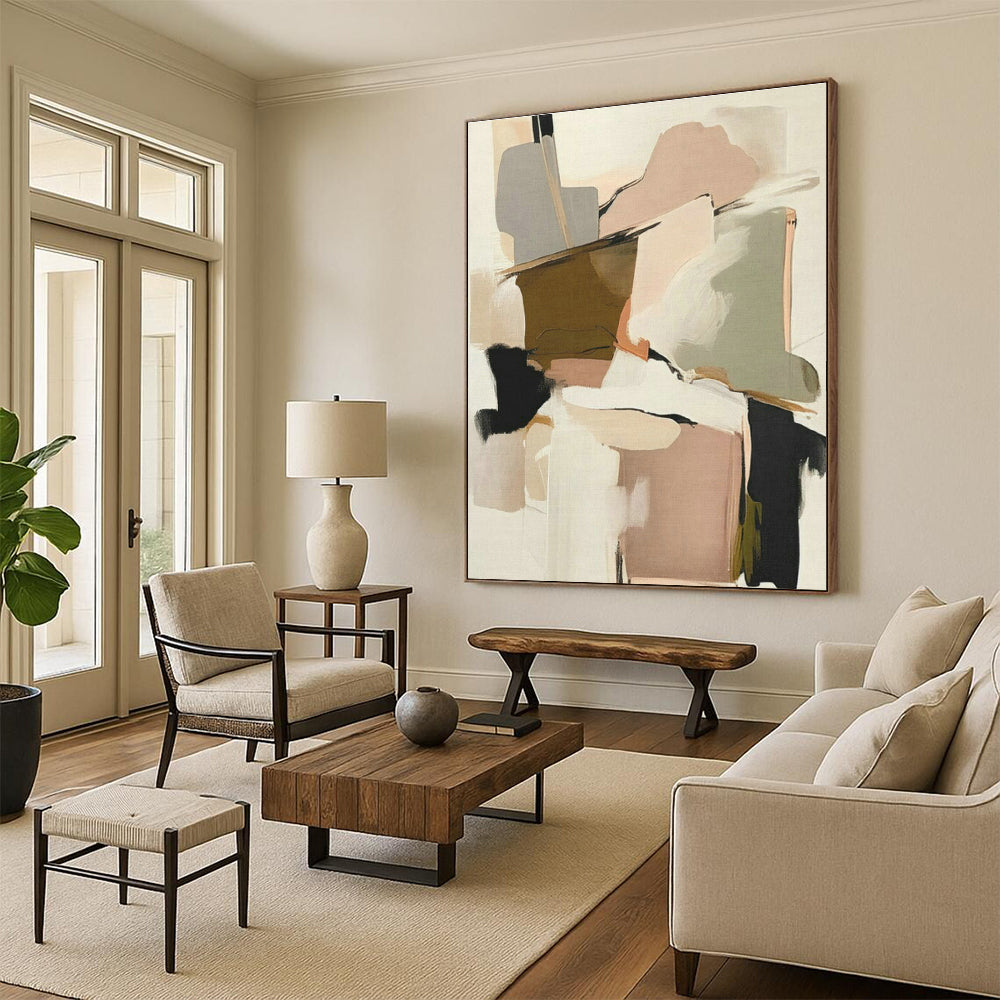 Pink - Brown Geometric Abstract Art for Bridal Boutique & Feminine Home Office DLZ1642