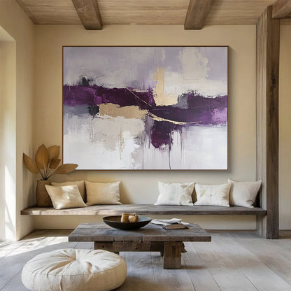 Purple Gold Abstract Art for Sophisticated Wine Bar & Art Deco - Style Lounge SC088